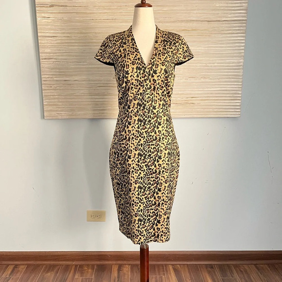 J. Crew V-neck sheath dress in leopard print Sz 2 NWT - Picture 6 of 12